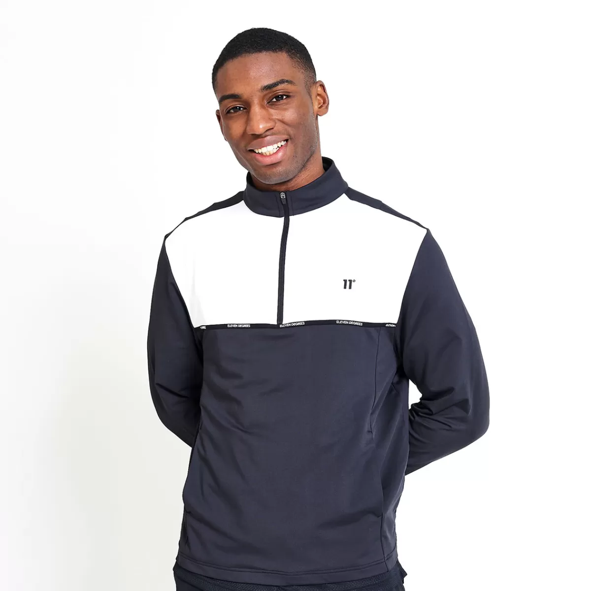 Shop Men's Colour Block Quarter Zip Golf Mid Layer Men Men's Golf Sweaters