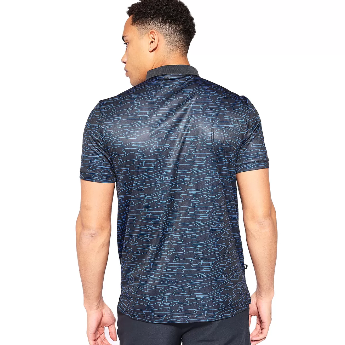 New 11 Degrees Men's Contour Golf Polo Shirt Black/Blue