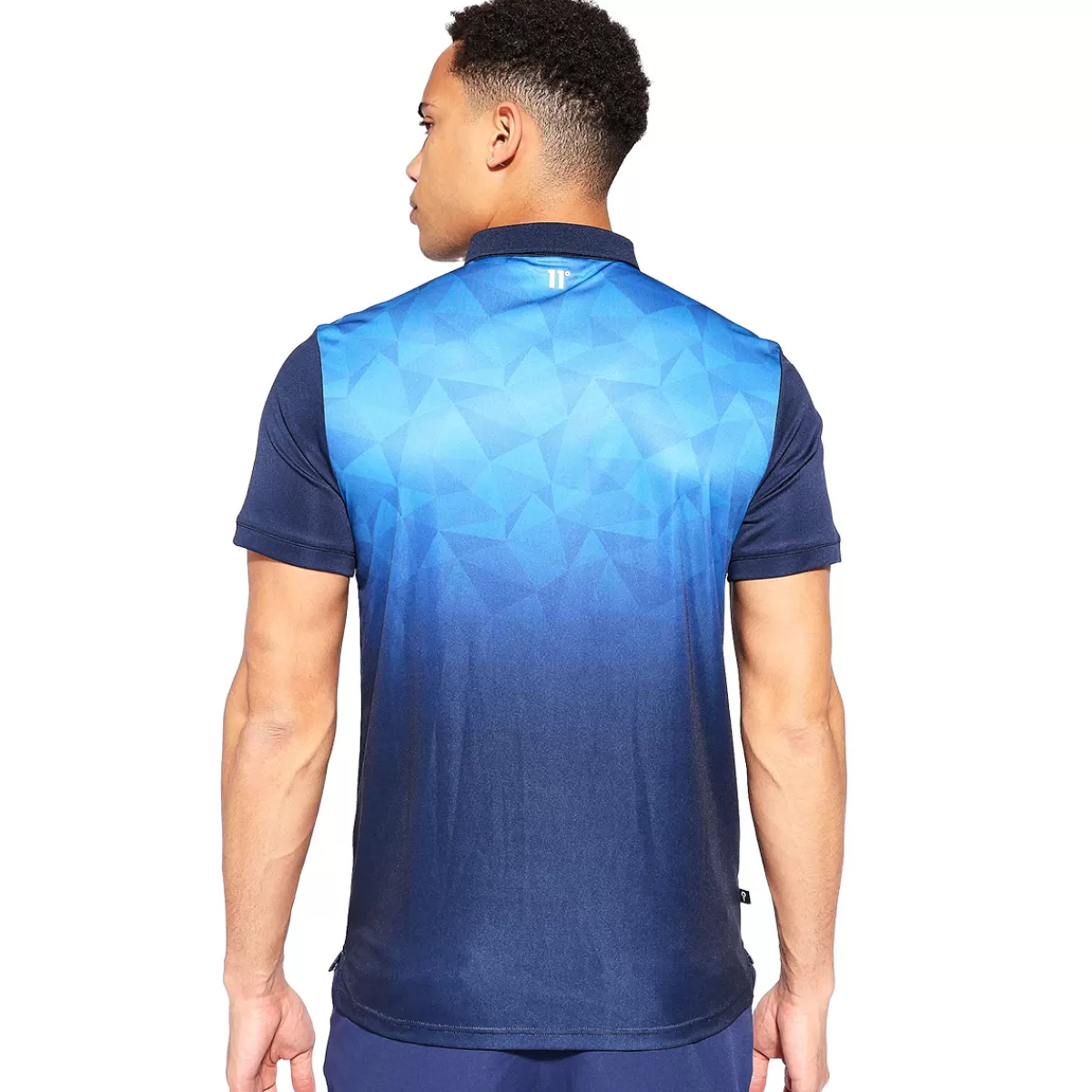 Best Sale 11 Degrees Men's Geo Fade Print Golf Polo Shirt Blue Surf/Navy