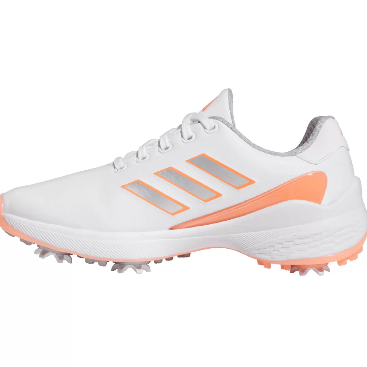 New adidas Golf Adidas Ladies Zg23 Lightstrike Waterproof Spiked Golf Shoes White/Silver/Coral