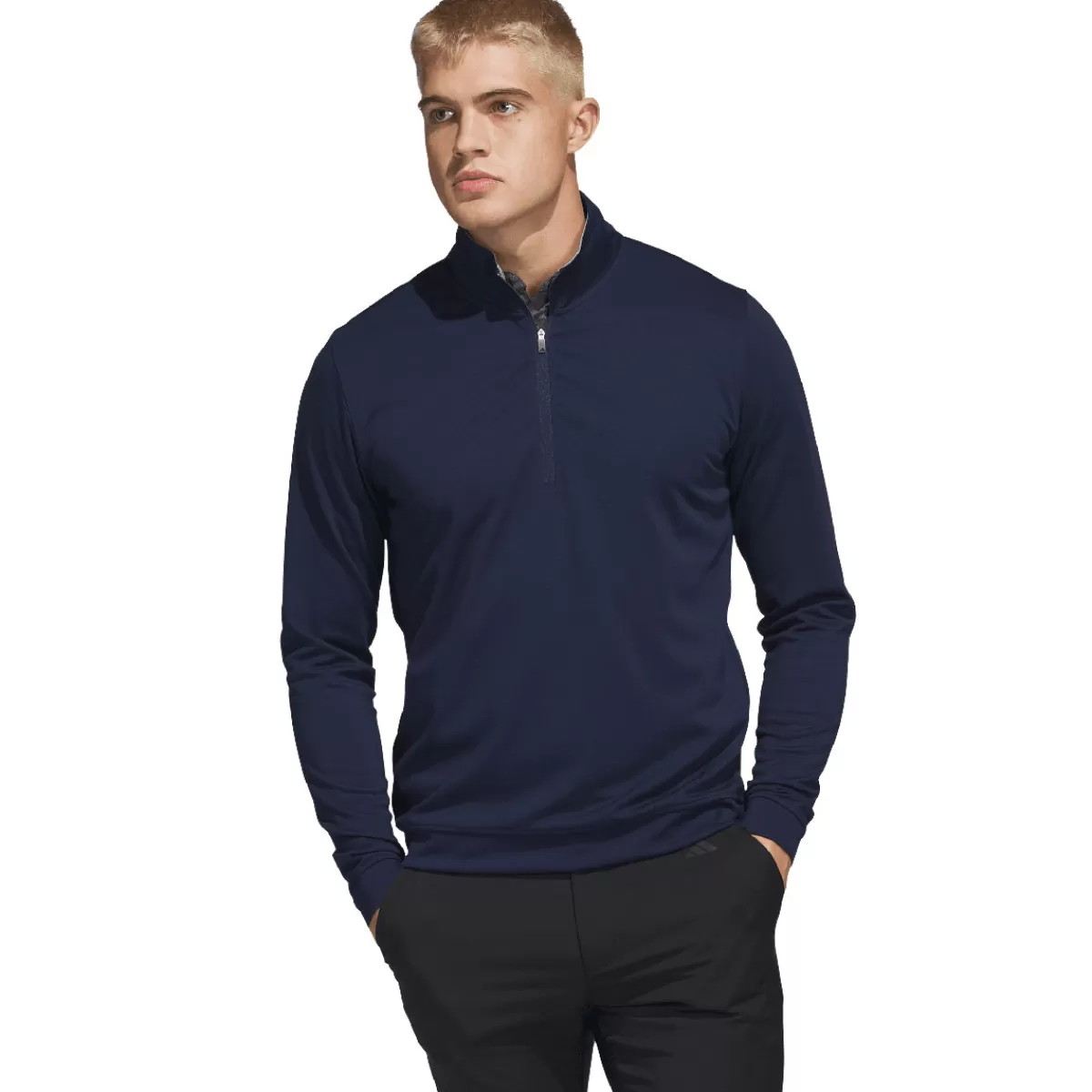 Shop Adidas Men's Elevated Half Zip Golf Mid Layer Men Men's Golf Sweaters