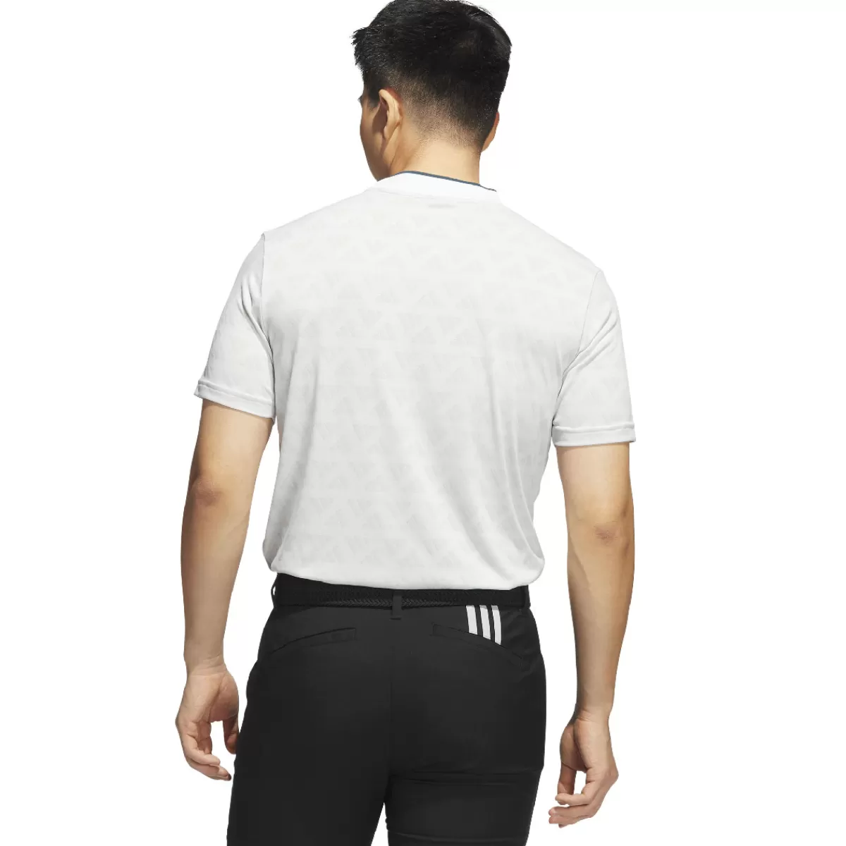 Store adidas Golf Adidas Men's Jacquard Mock Golf Polo Shirt Grey/White