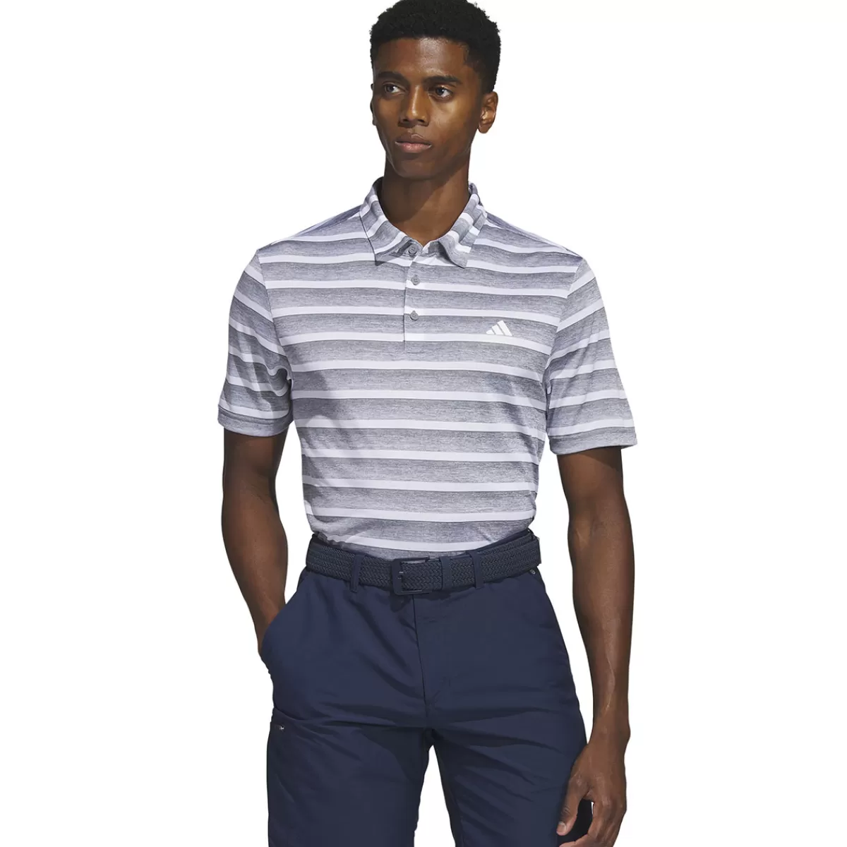 Discount Adidas Men's Two-Colour Striped Golf Polo Shirt Men Men's Golf Polo Shirts