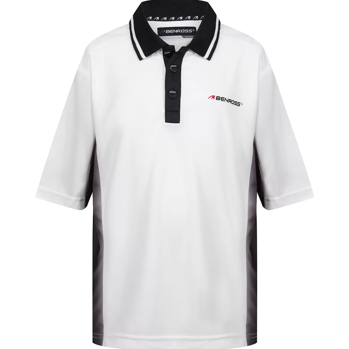 Shop Benross Junior Faded Side Panel Stretch Golf Polo Shirt White/Black