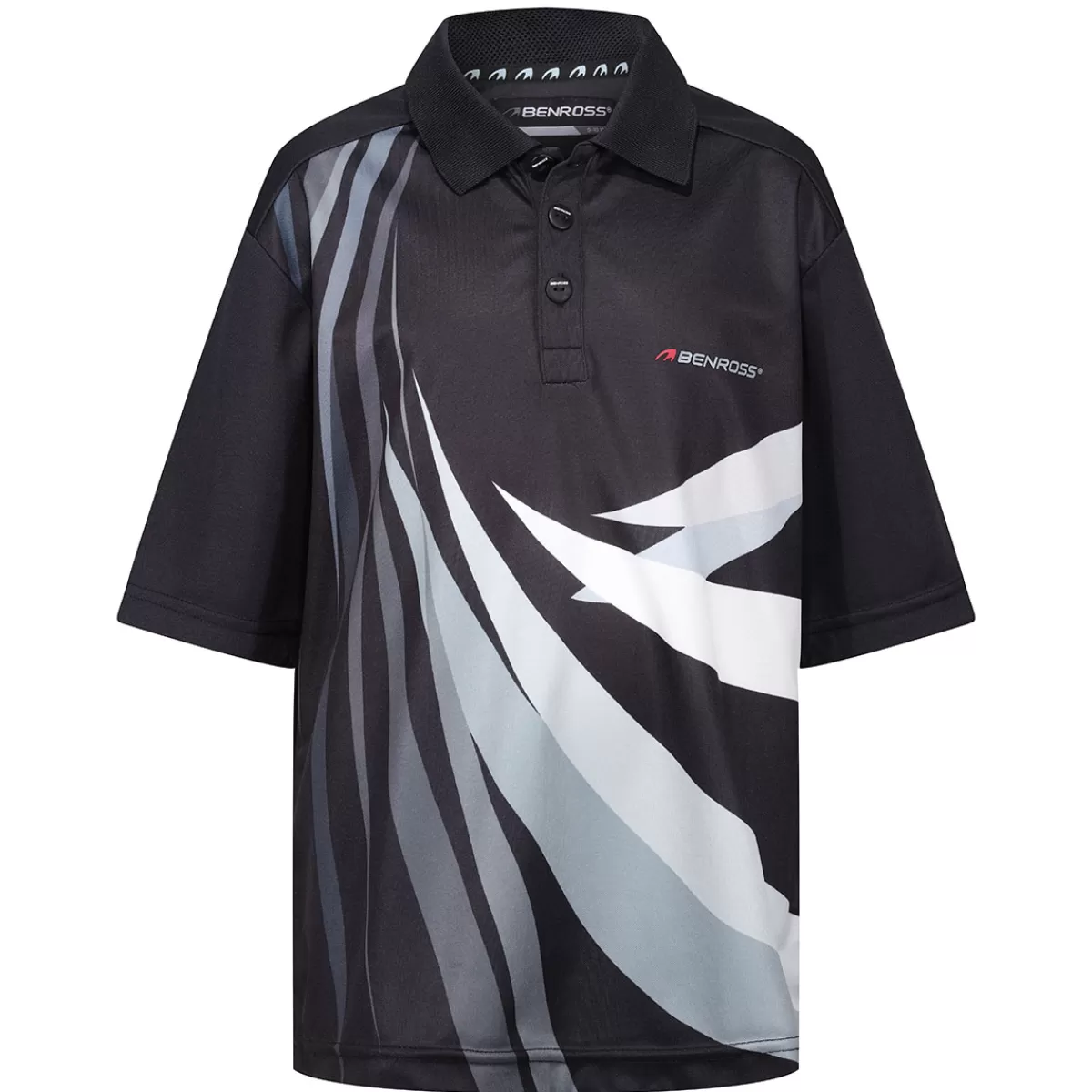 New Benross Junior Swirl Stretch Golf Polo Shirt Black/Grey/White