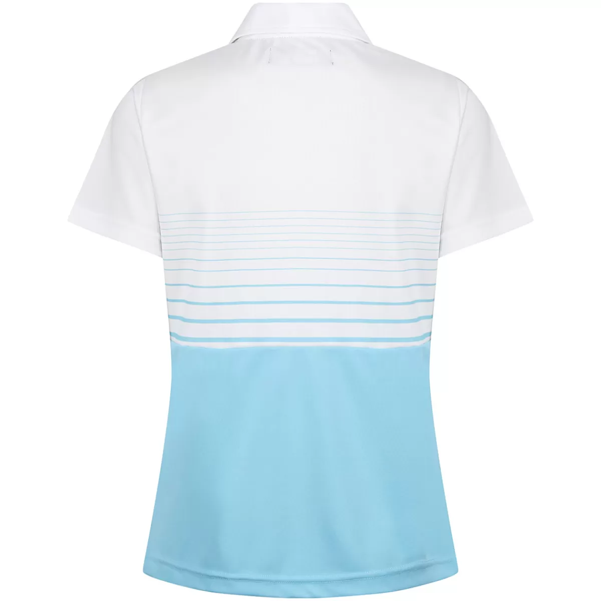 Store Benross Ladies Soft Stripe Stretch Golf Polo Shirt White/Baby Blue