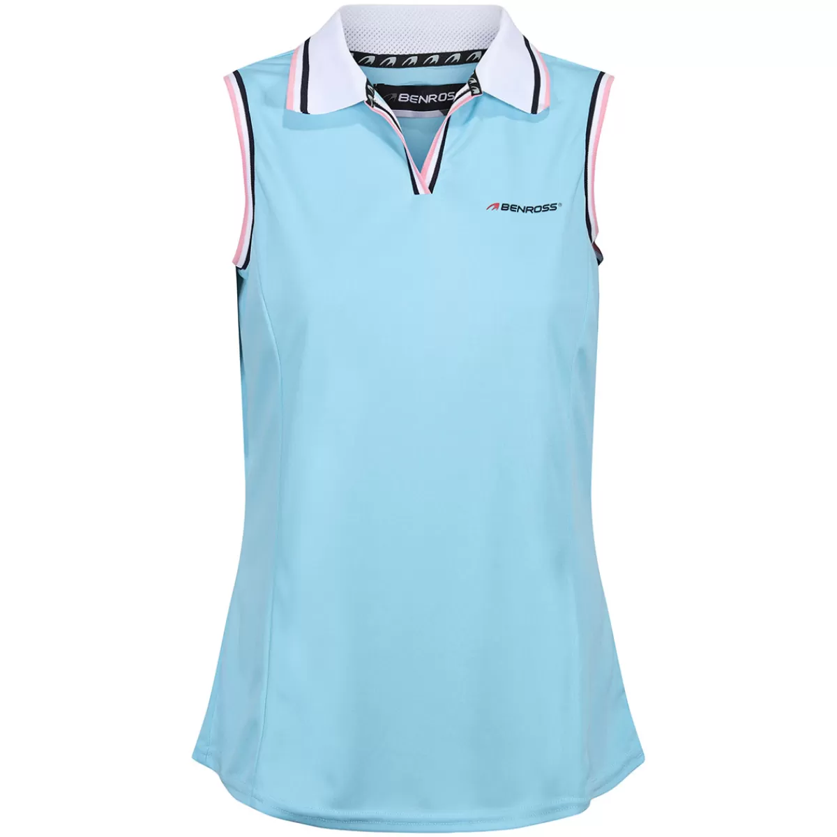 Shop Benross Ladies Tipped Sleeveless Stretch Golf Polo Shirt