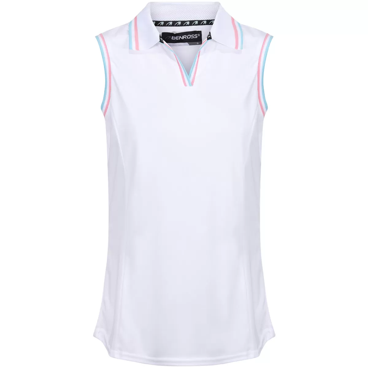New Benross Ladies Tipped Sleeveless Stretch Golf Polo Shirt