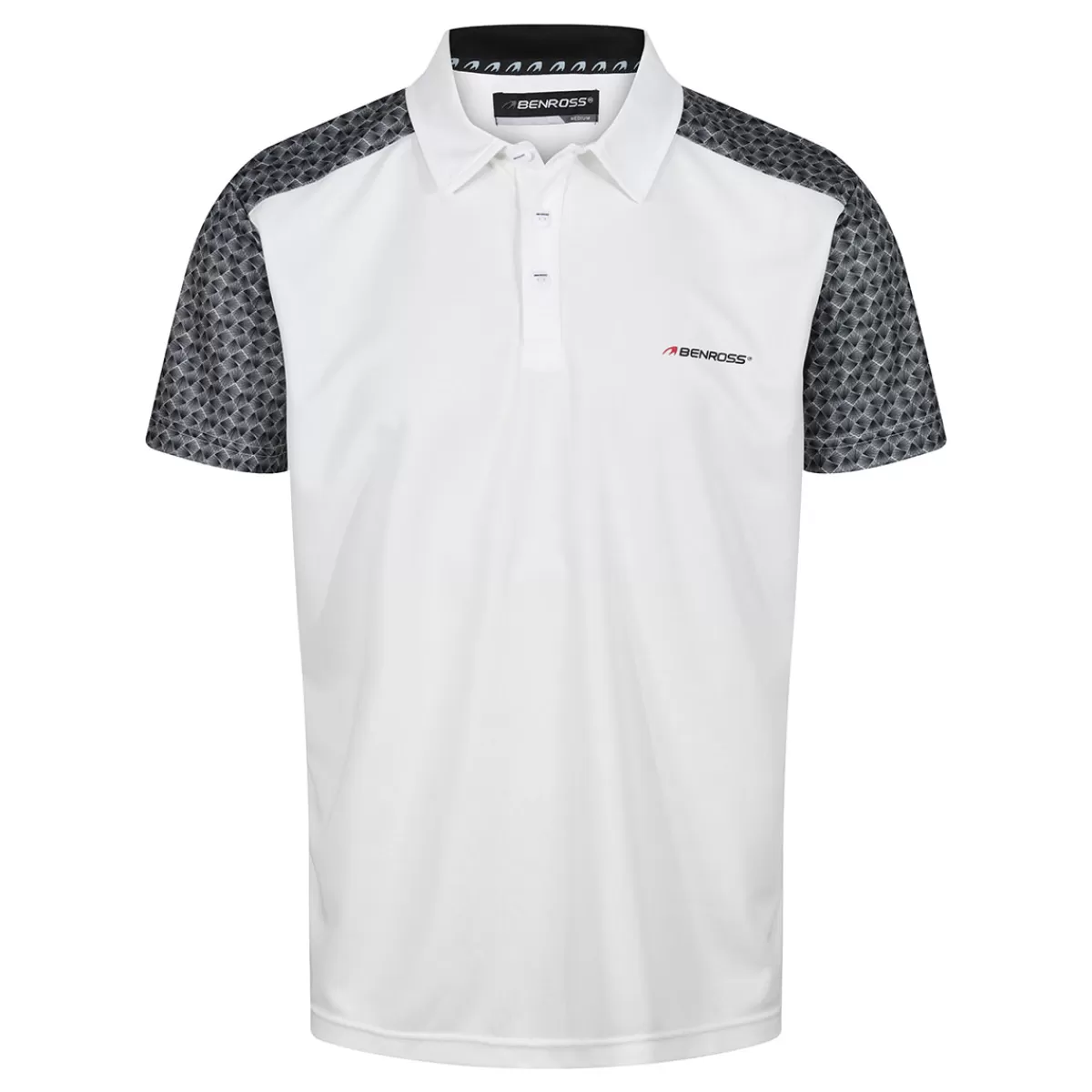 Discount Benross Men's Feather Print Golf Polo Shirt White/Grey