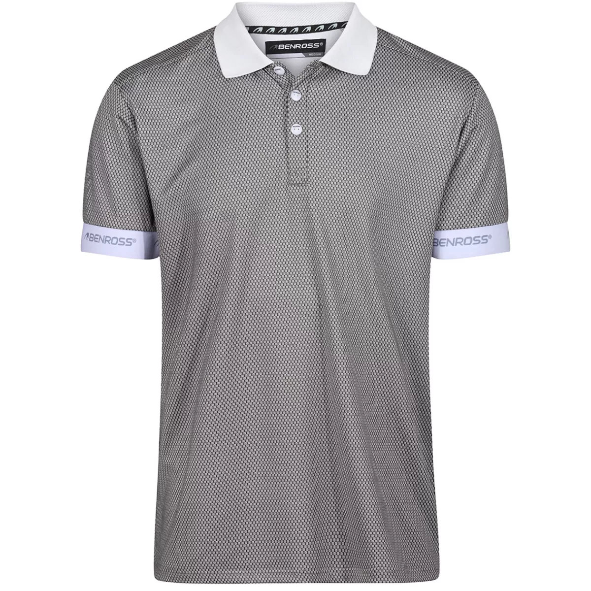 Cheap Benross Men's Honeycomb Jacquard Golf Polo Shirt Mid Grey
