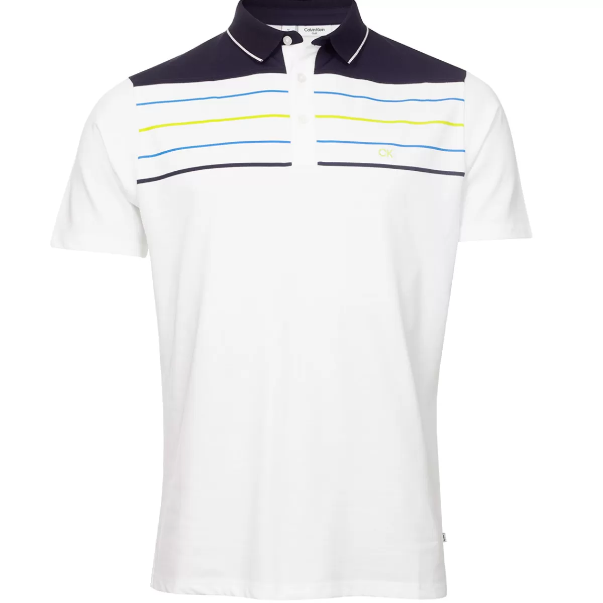 New Calvin Klein Men's Pacific Grove Golf Polo Shirt White/Ocean