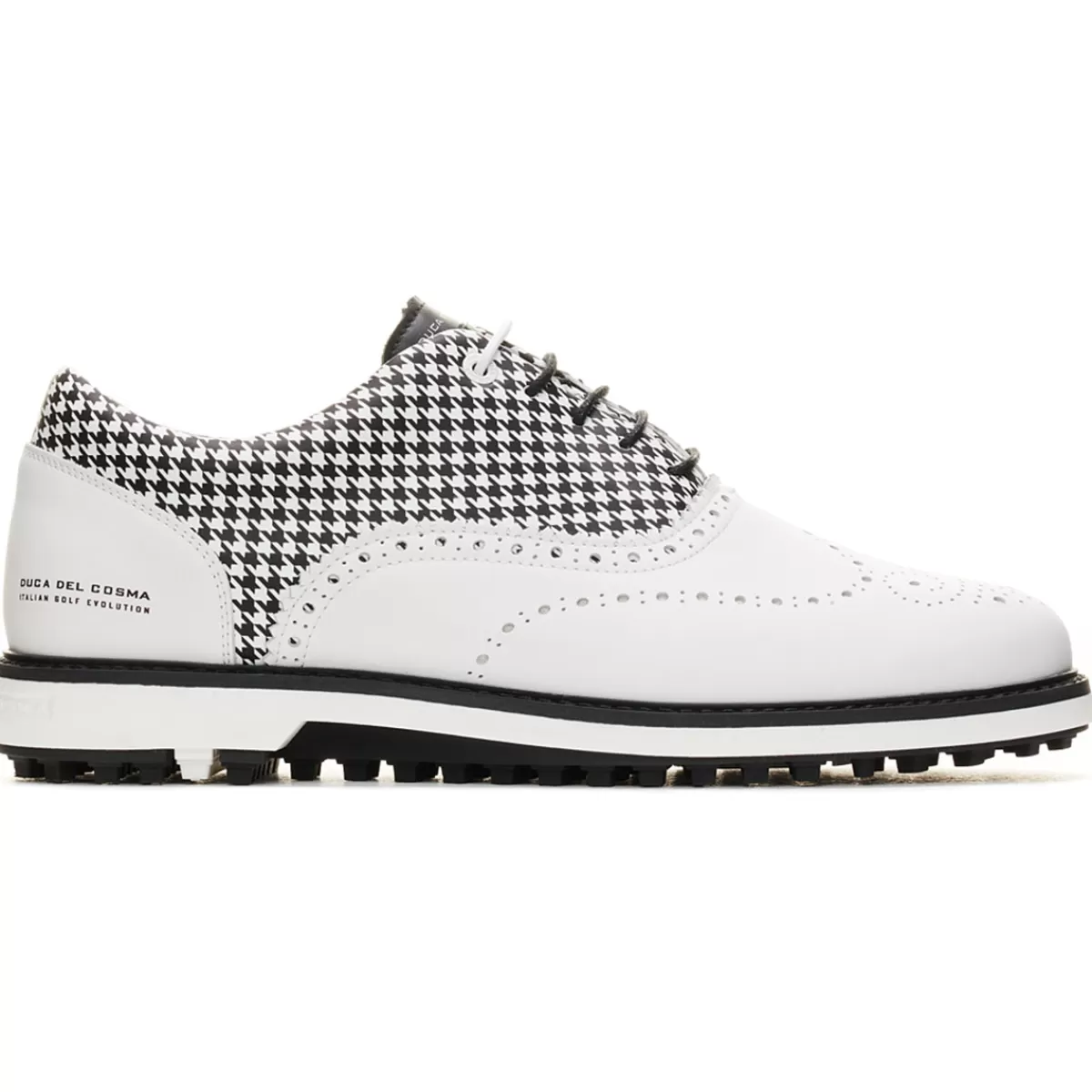 New Duca Del Cosma Men's Dandy Waterproof Spikeless Golf Shoes White/Houndstooth