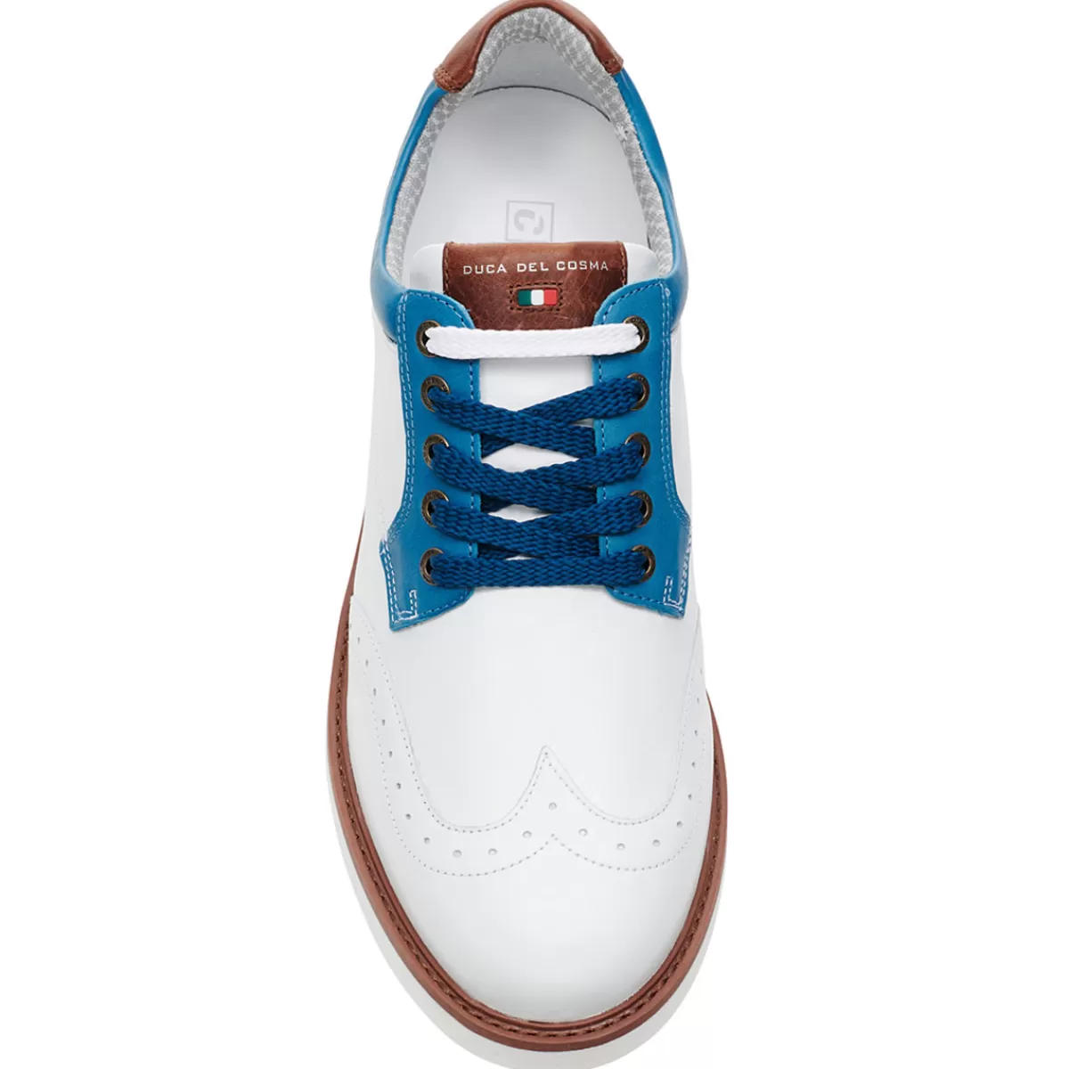 Flash Sale Duca Del Cosma Men's Eldorado Waterproof Spikeless Golf Shoes White/Blue/Cognac