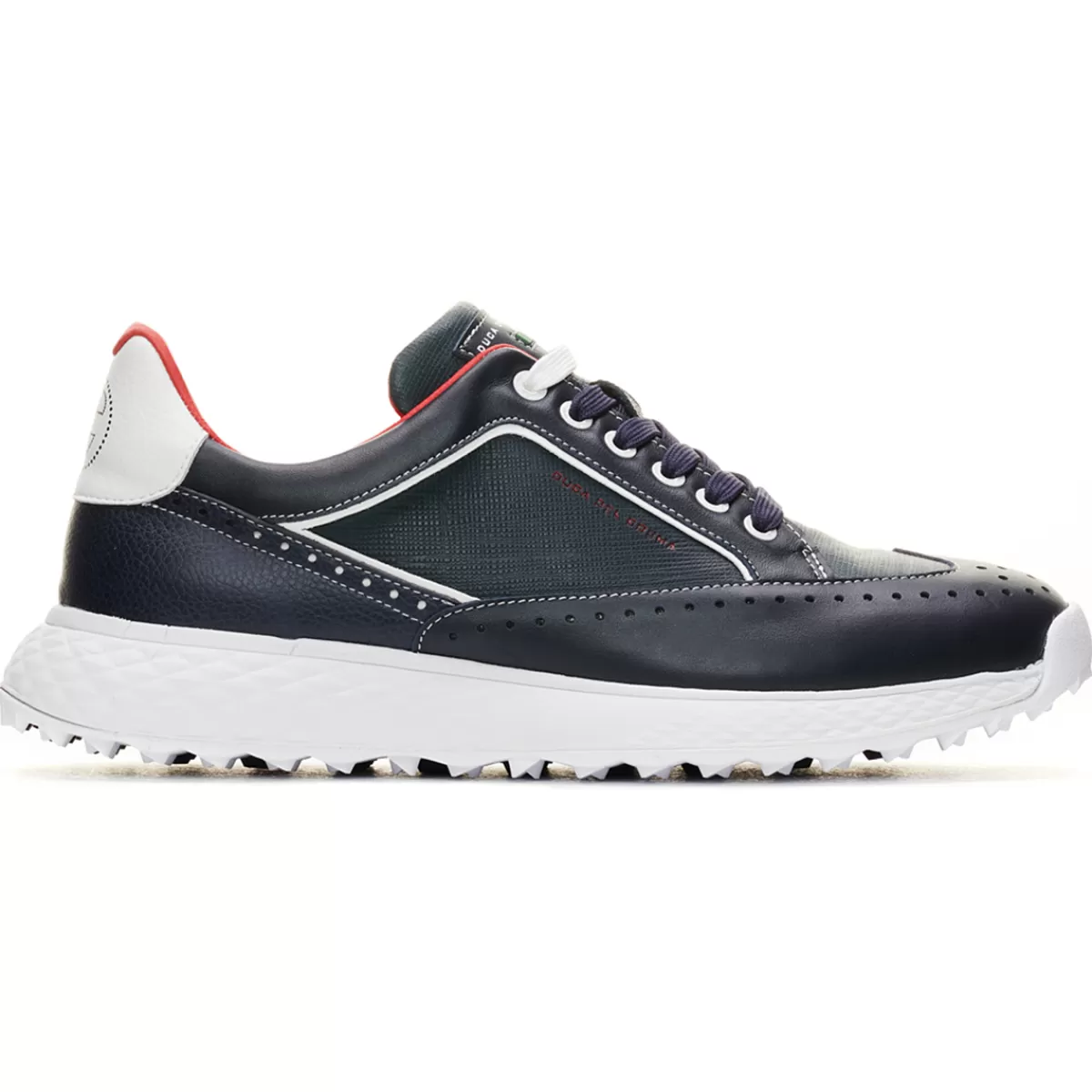 Fashion Duca Del Cosma Men's Girona Waterproof Spikeless Golf Shoes Navy/Red