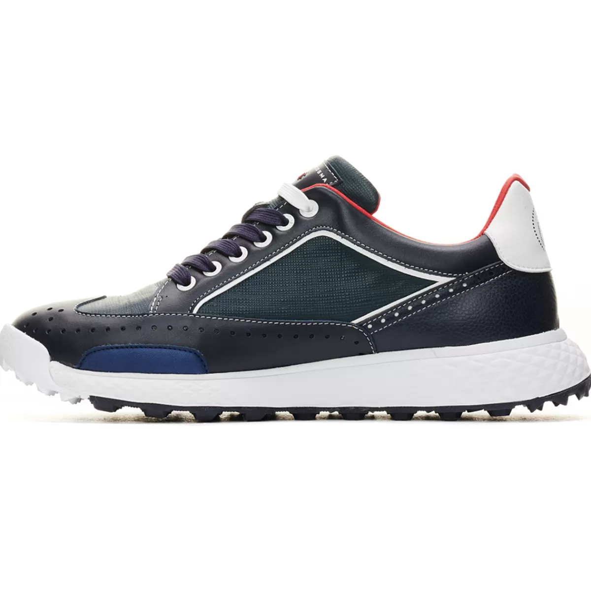 Fashion Duca Del Cosma Men's Girona Waterproof Spikeless Golf Shoes Navy/Red