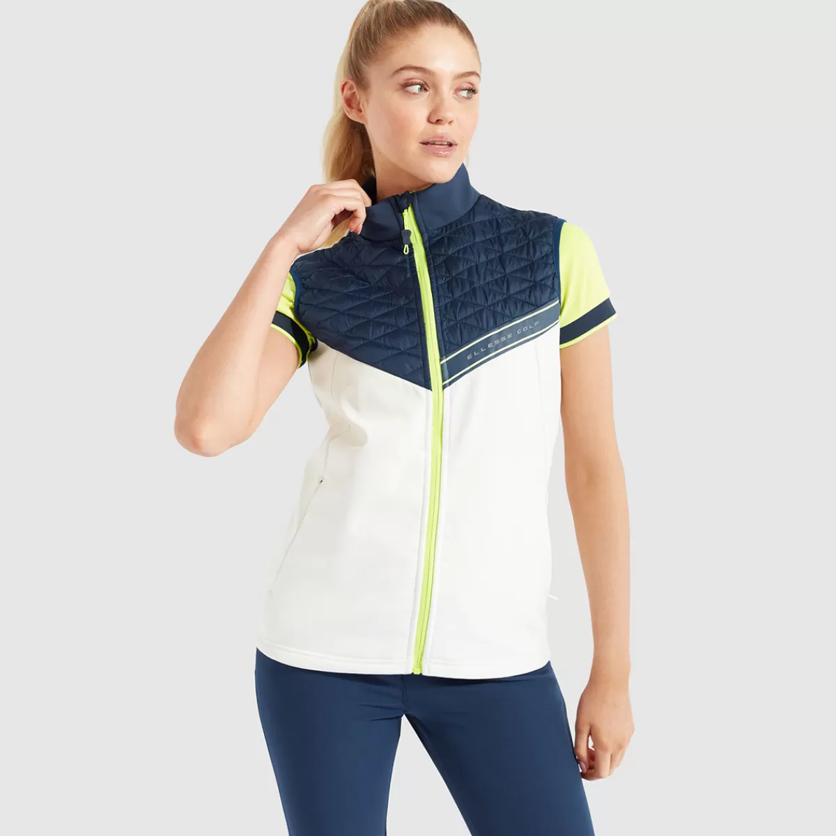 Cheap Ellesse Ladies Frann Quilted Golf Gilet White