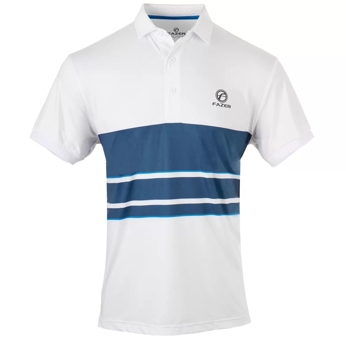 Fashion Fazer Men's Endo Chest Stripe Golf Polo Shirt White/Navy