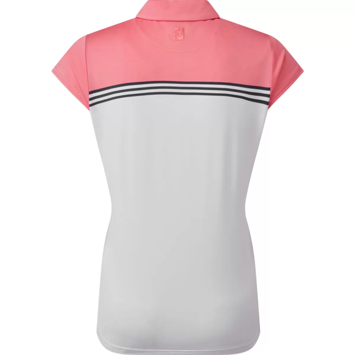 Store FootJoy Ladies Engineered Colour Block Lisle Stretch Golf Polo Shirt White/Coral