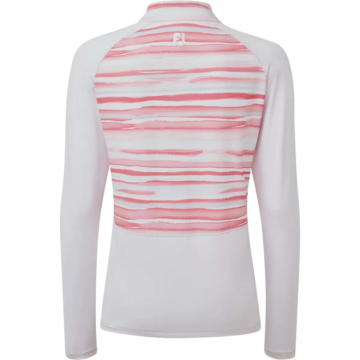 Sale FootJoy Ladies Half Zip Jersey Watercolour Golf Midlayer White/Coral
