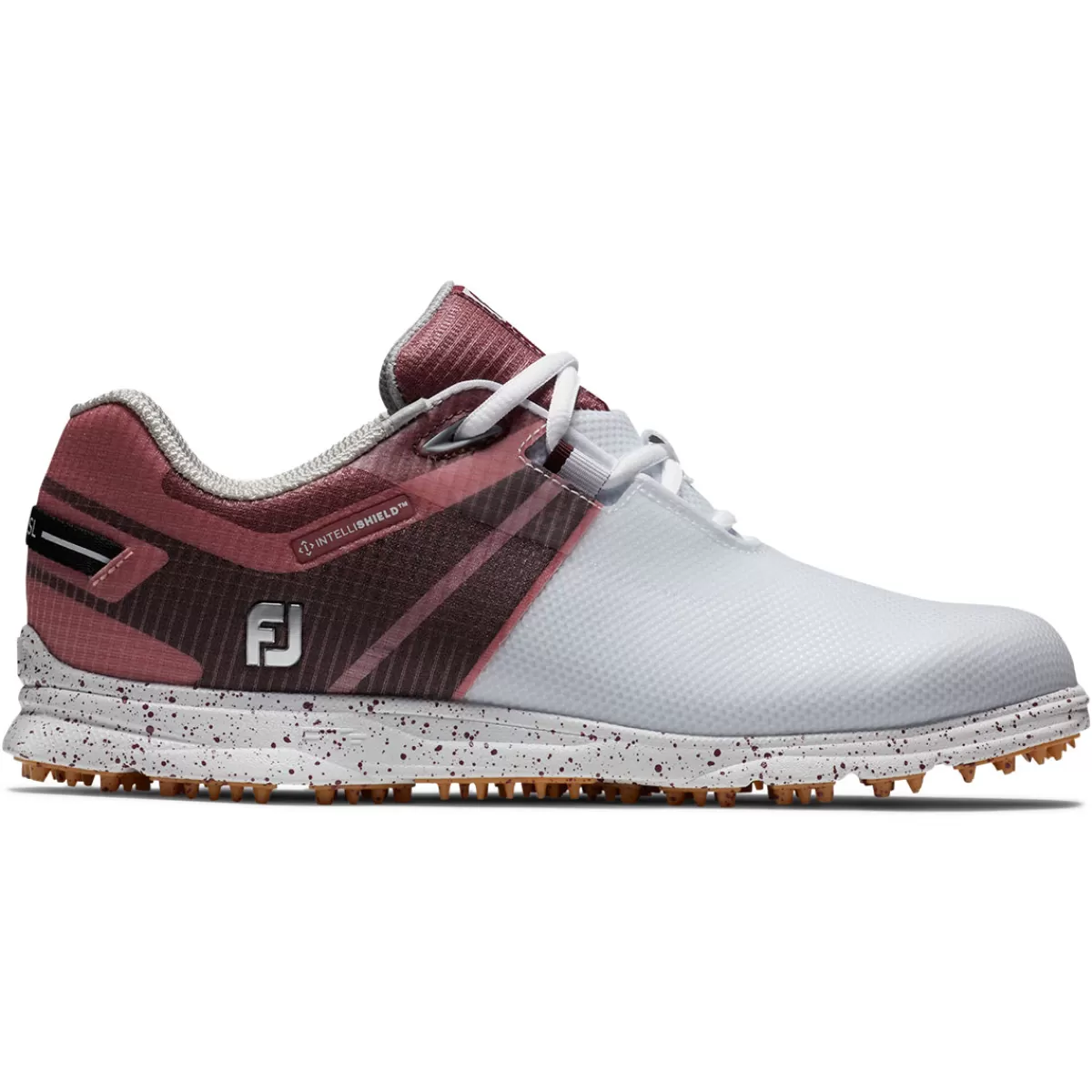 Sale FootJoy Ladies Pro Sl Sport Waterproof Spikeless Golf Shoes White/Black/Burgundy