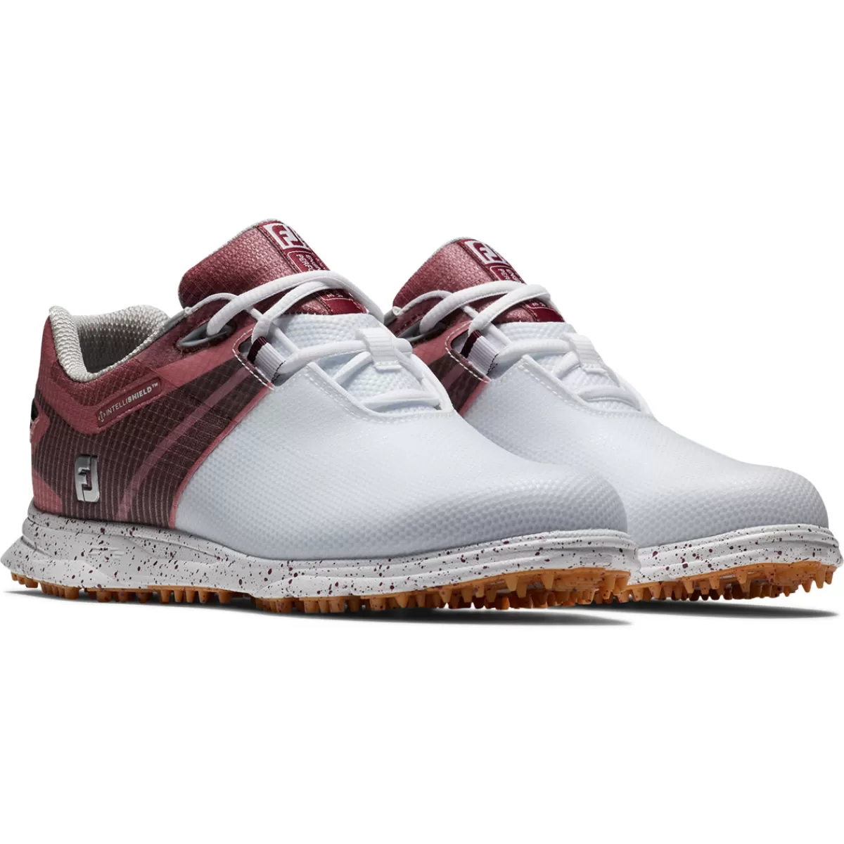 Sale FootJoy Ladies Pro Sl Sport Waterproof Spikeless Golf Shoes White/Black/Burgundy