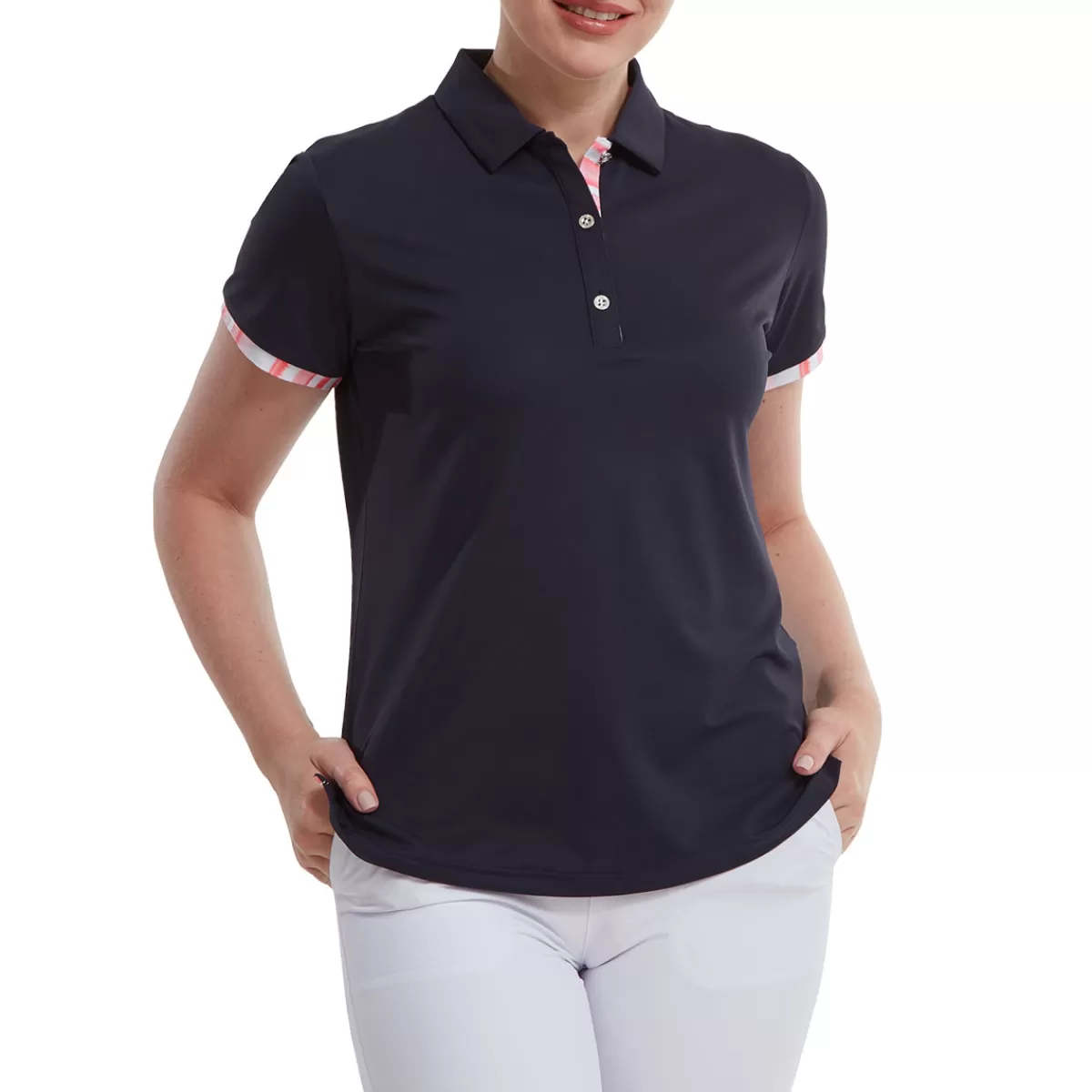 Fashion FootJoy Ladies Watercolour Trim Pique Golf Polo Shirt