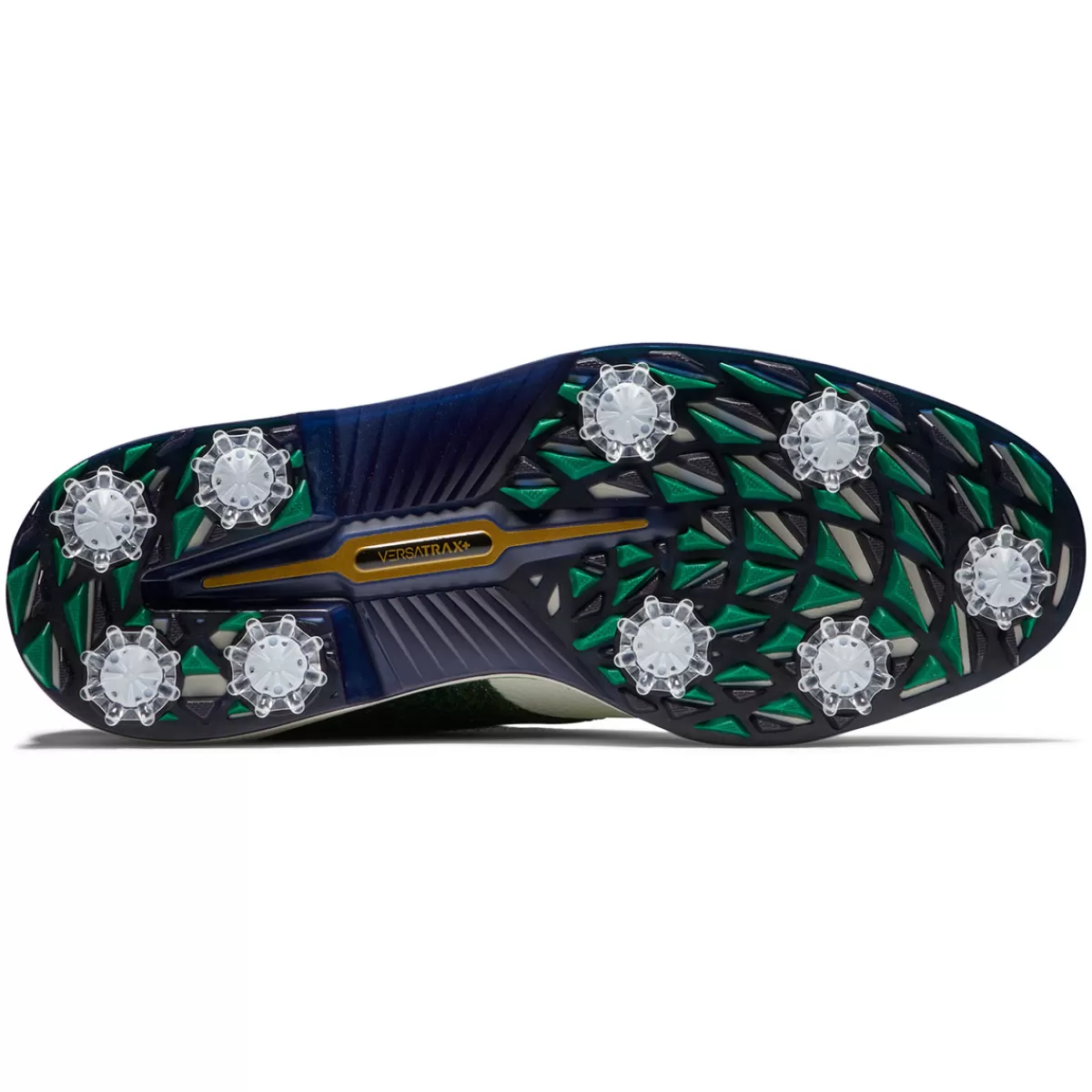 Discount FootJoy Men's Harris Tweed Premiere Series Wilcox Waterproof Spiked Golf Shoes White/Green/Navy