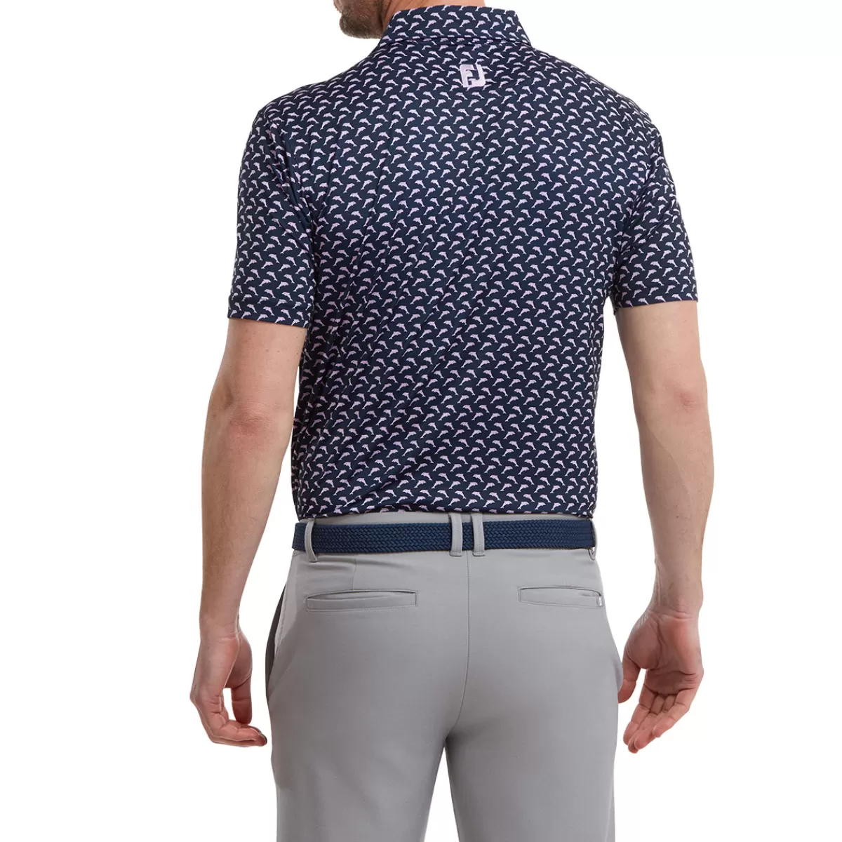 Store FootJoy Men's Leaping Dolphins Print Lisle Stretch Golf Polo Shirt