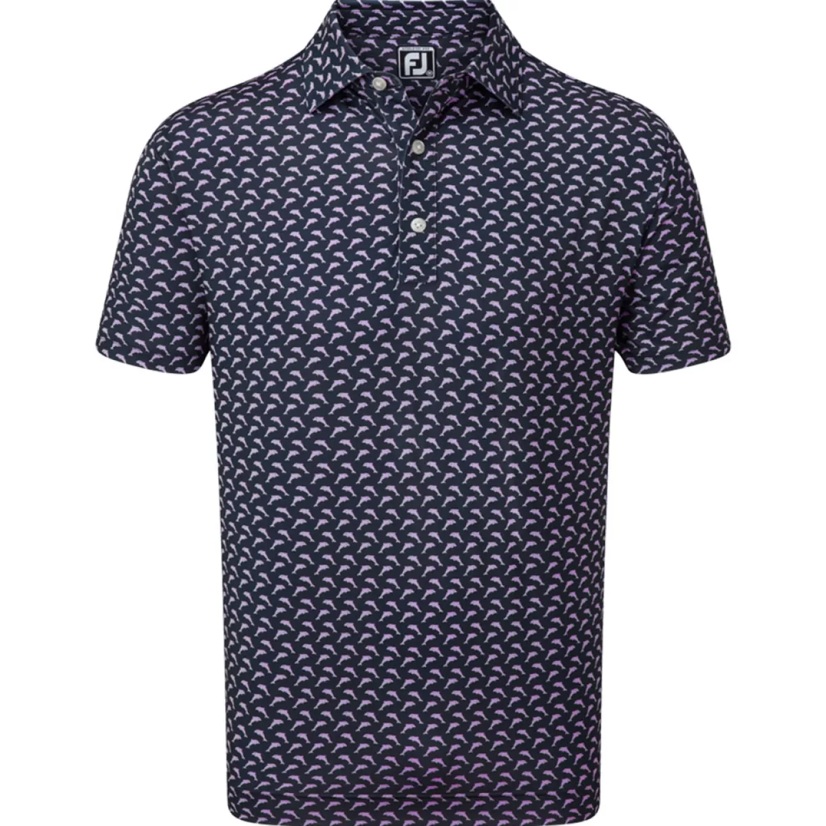 Store FootJoy Men's Leaping Dolphins Print Lisle Stretch Golf Polo Shirt