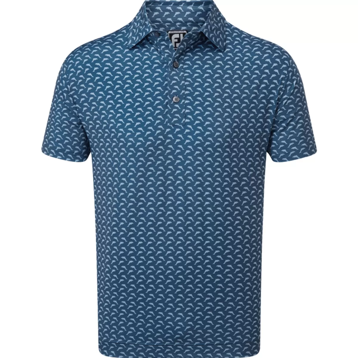 Clearance FootJoy Men's Leaping Dolphins Print Lisle Stretch Golf Polo Shirt
