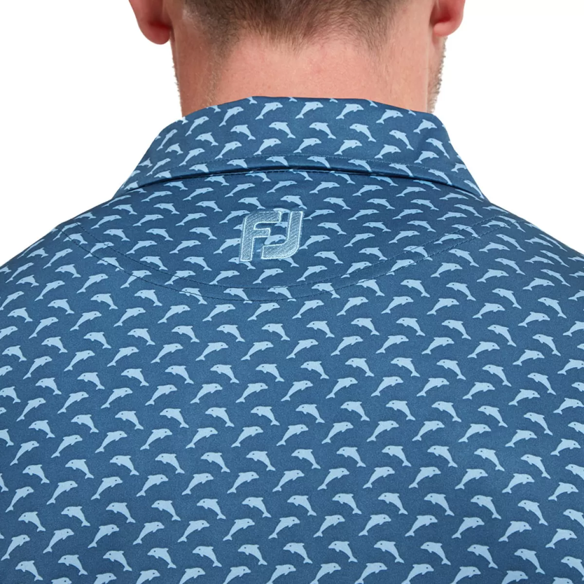 Store FootJoy Men's Leaping Dolphins Print Lisle Stretch Golf Polo Shirt