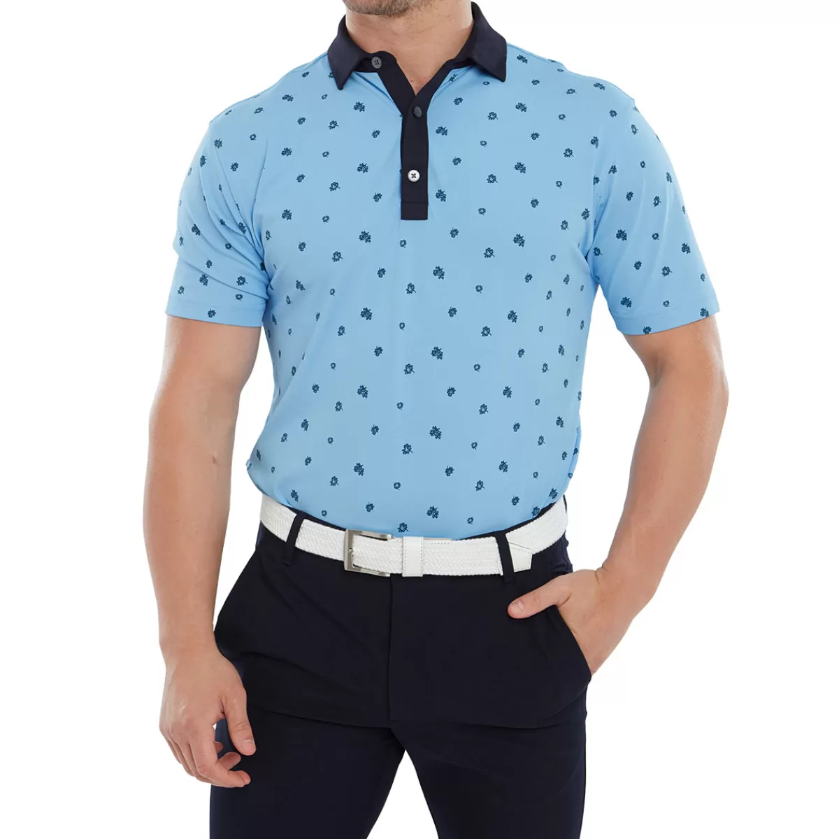 Best Sale FootJoy Men's Scattered Floral Golf Polo Shirt