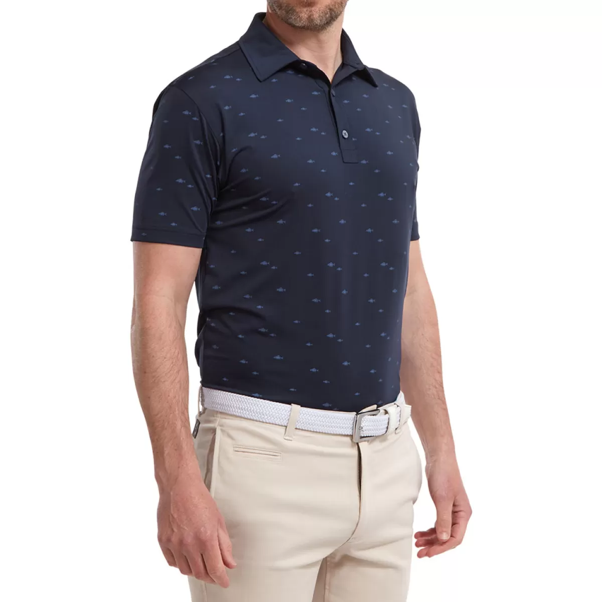 Cheap Men's Shoal Print Stretch Golf Polo Shirt Men Men's Golf Polo Shirts