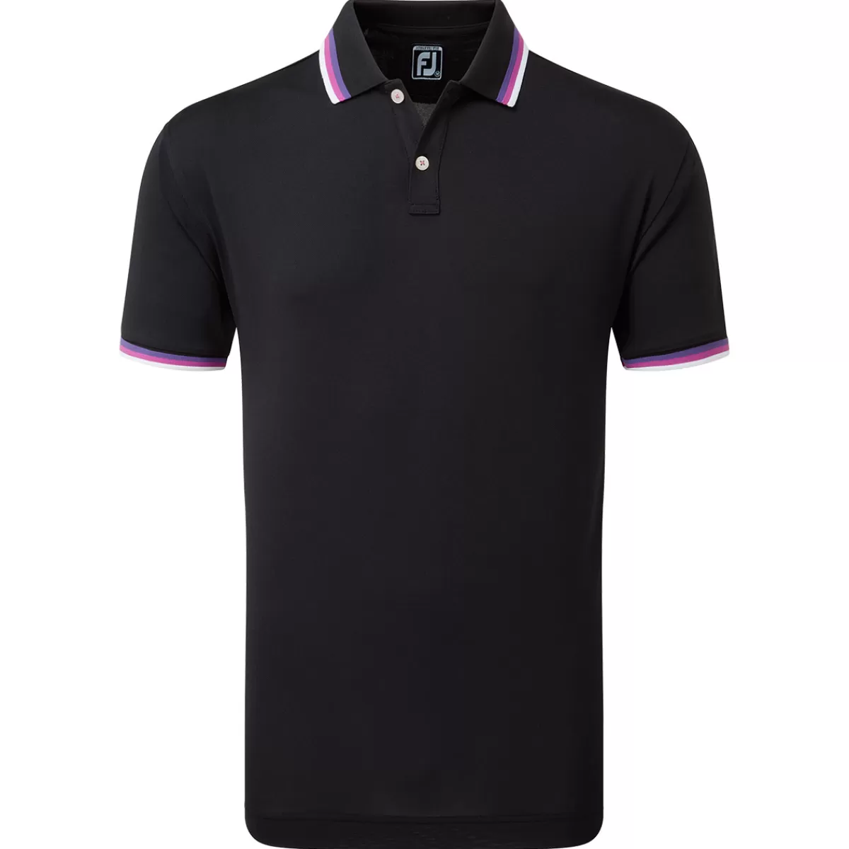 Cheap FootJoy Men's Solid Trim Golf Polo Shirt Black