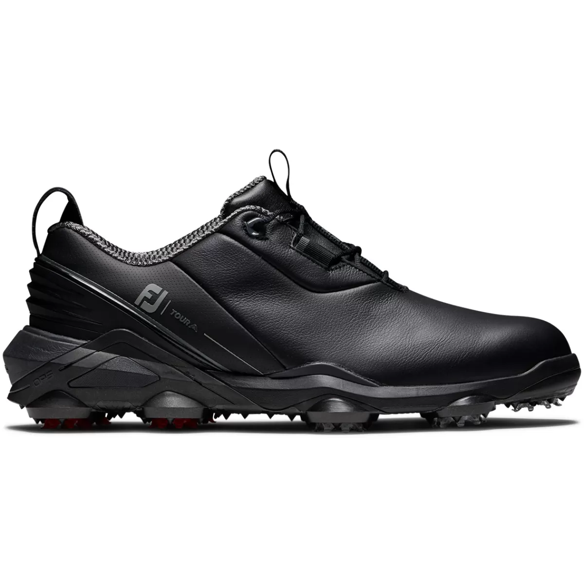 Best FootJoy Men's Tour Alpha Waterproof Spiked Golf Shoes Black/Charcoal/Red