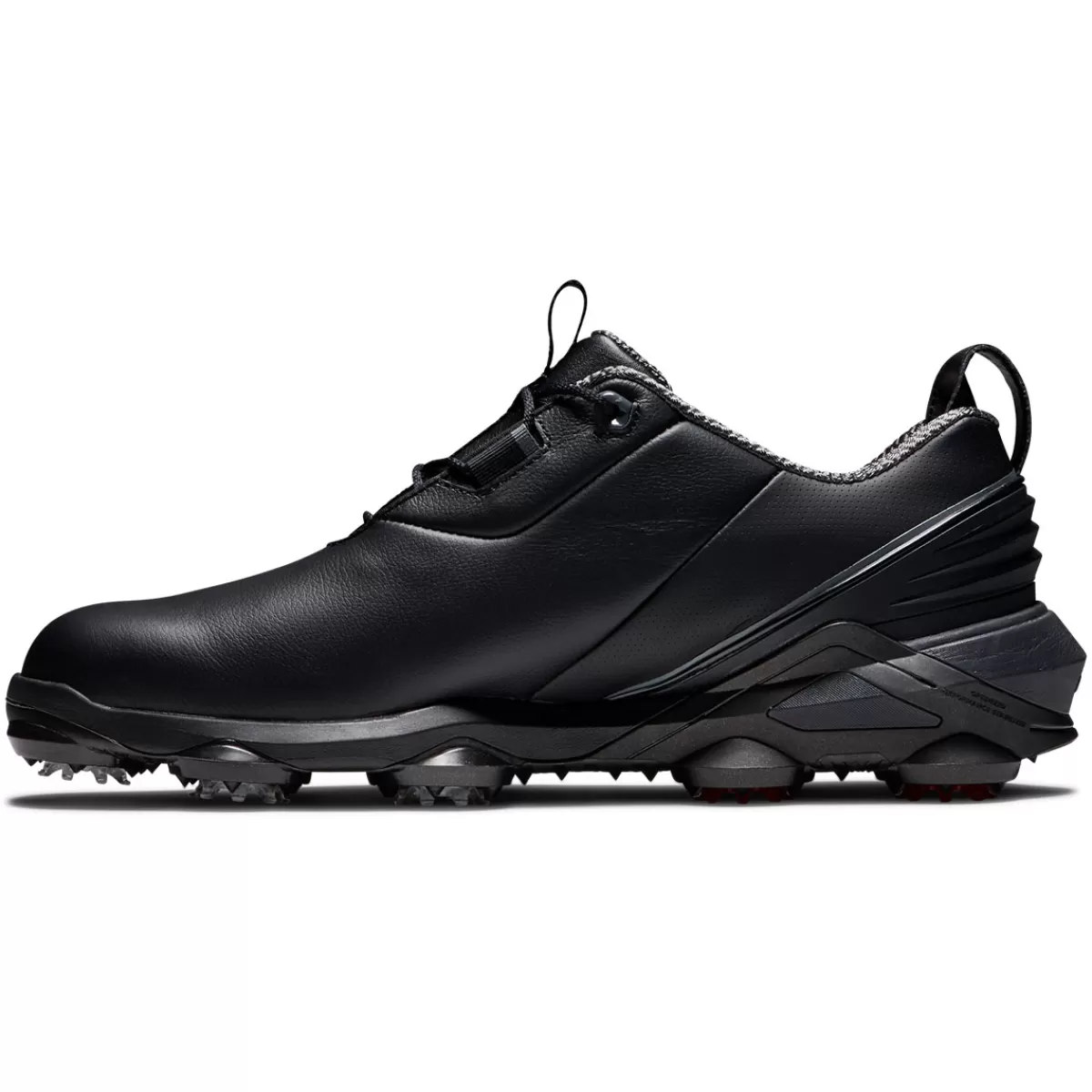 Best FootJoy Men's Tour Alpha Waterproof Spiked Golf Shoes Black/Charcoal/Red