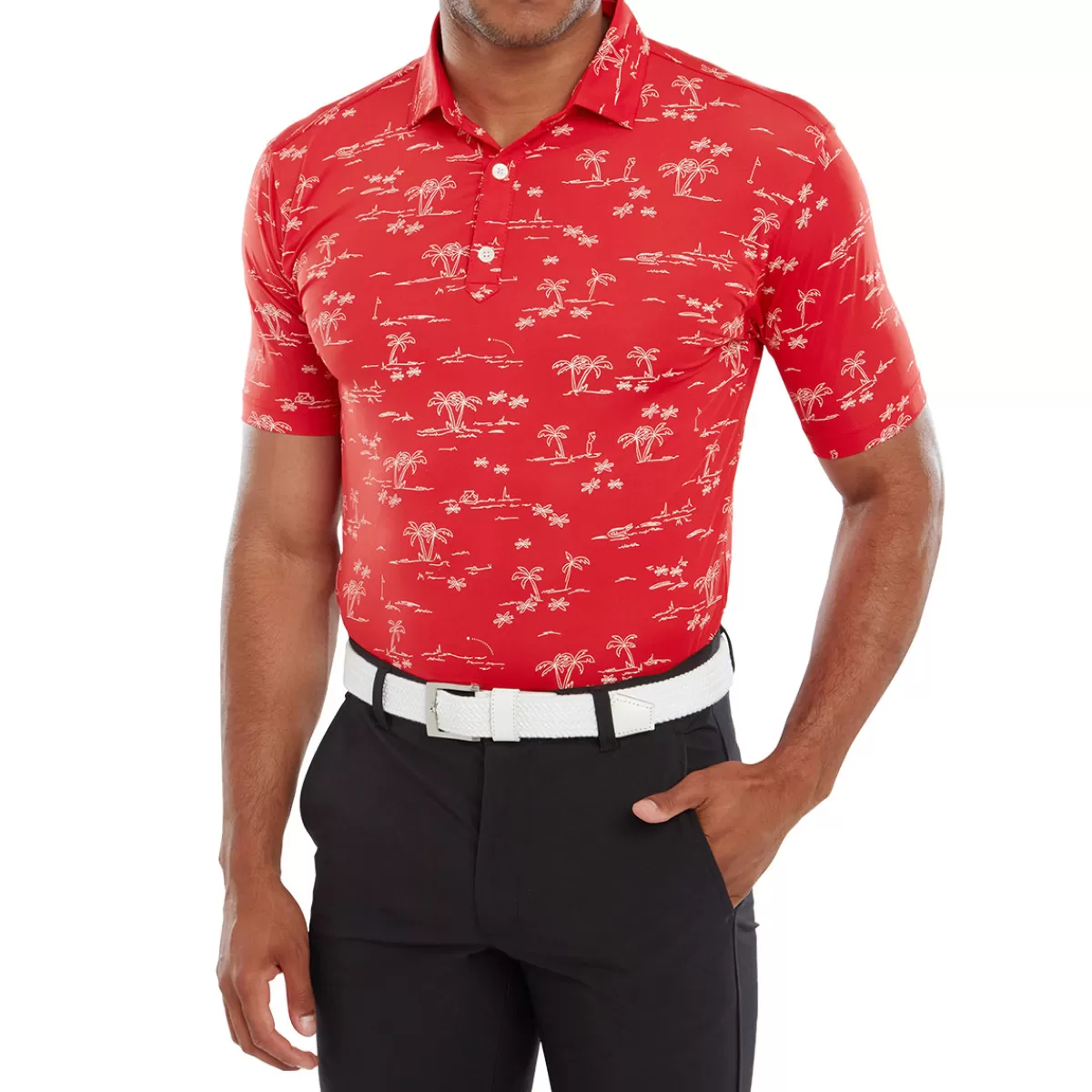 Store FootJoy Men's Tropic Golf Print Polo Shirt