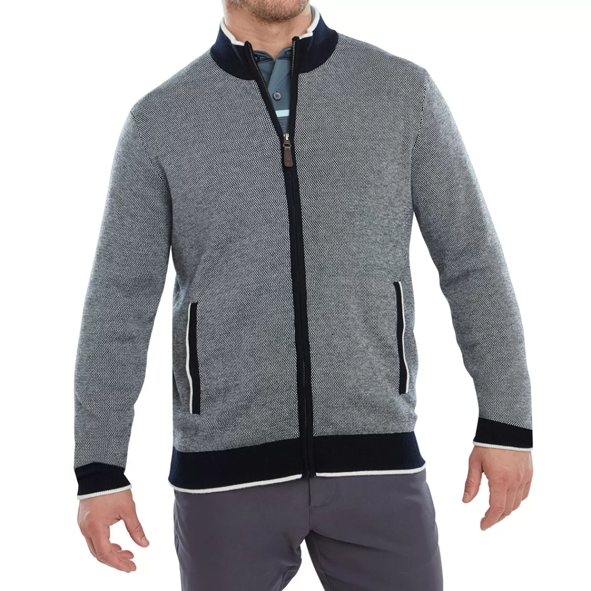 New Men's Wool Blend Full Zip Lined Golf Midlayer Men Men's Golf Jackets
