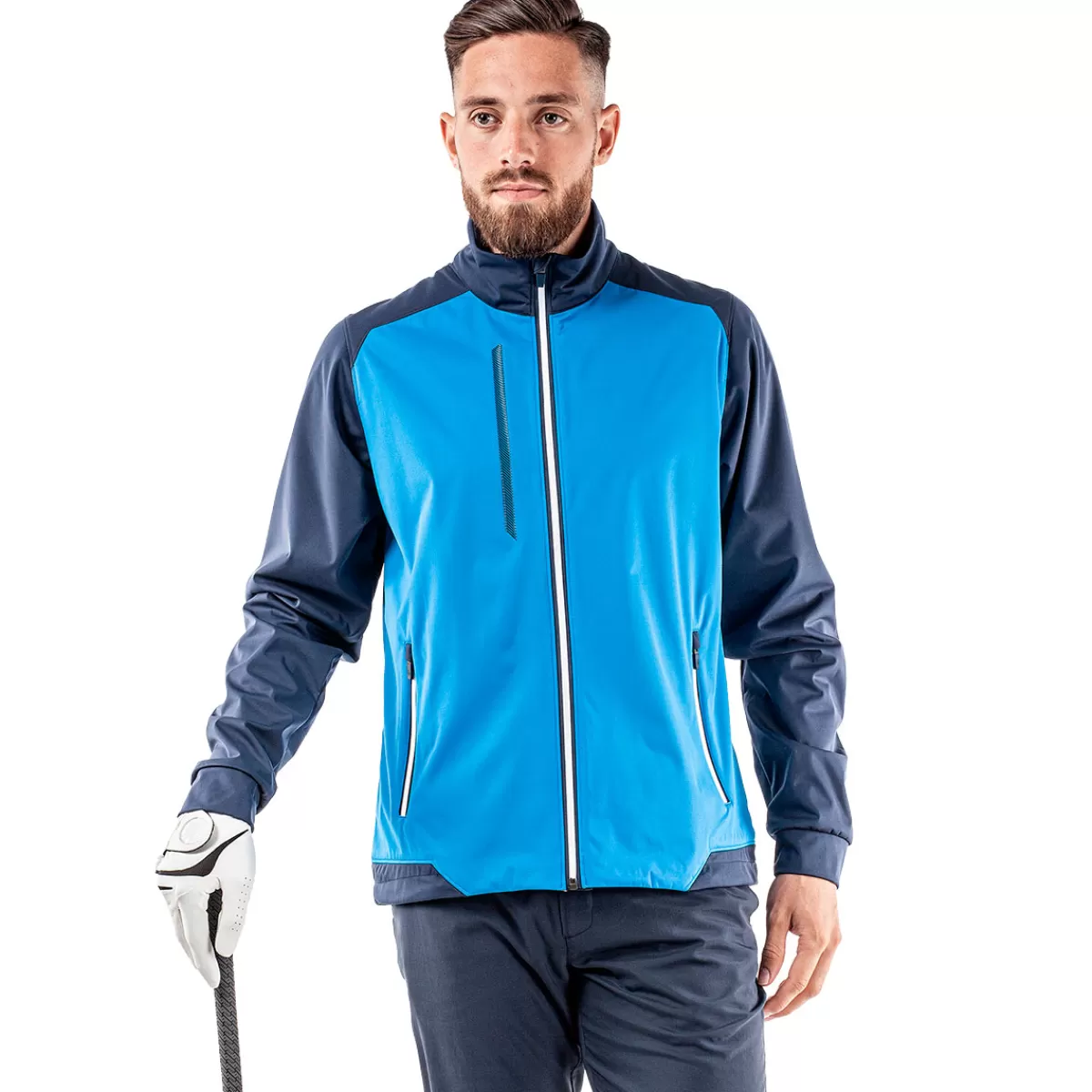 Shop Galvin Green Men's Lyle Golf Jacket Blue/Navy/White