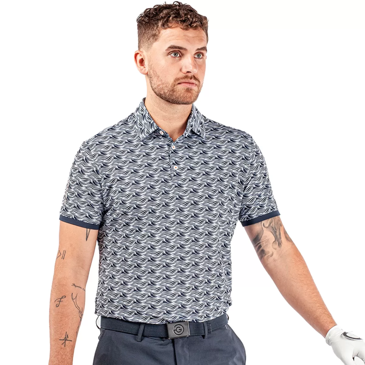 Sale Galvin Green Men's Madden Golf Polo Shirt Navy/White