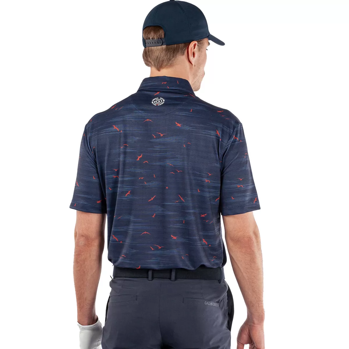 New Galvin Green Men's Marin Golf Polo Shirt Navy/Orange
