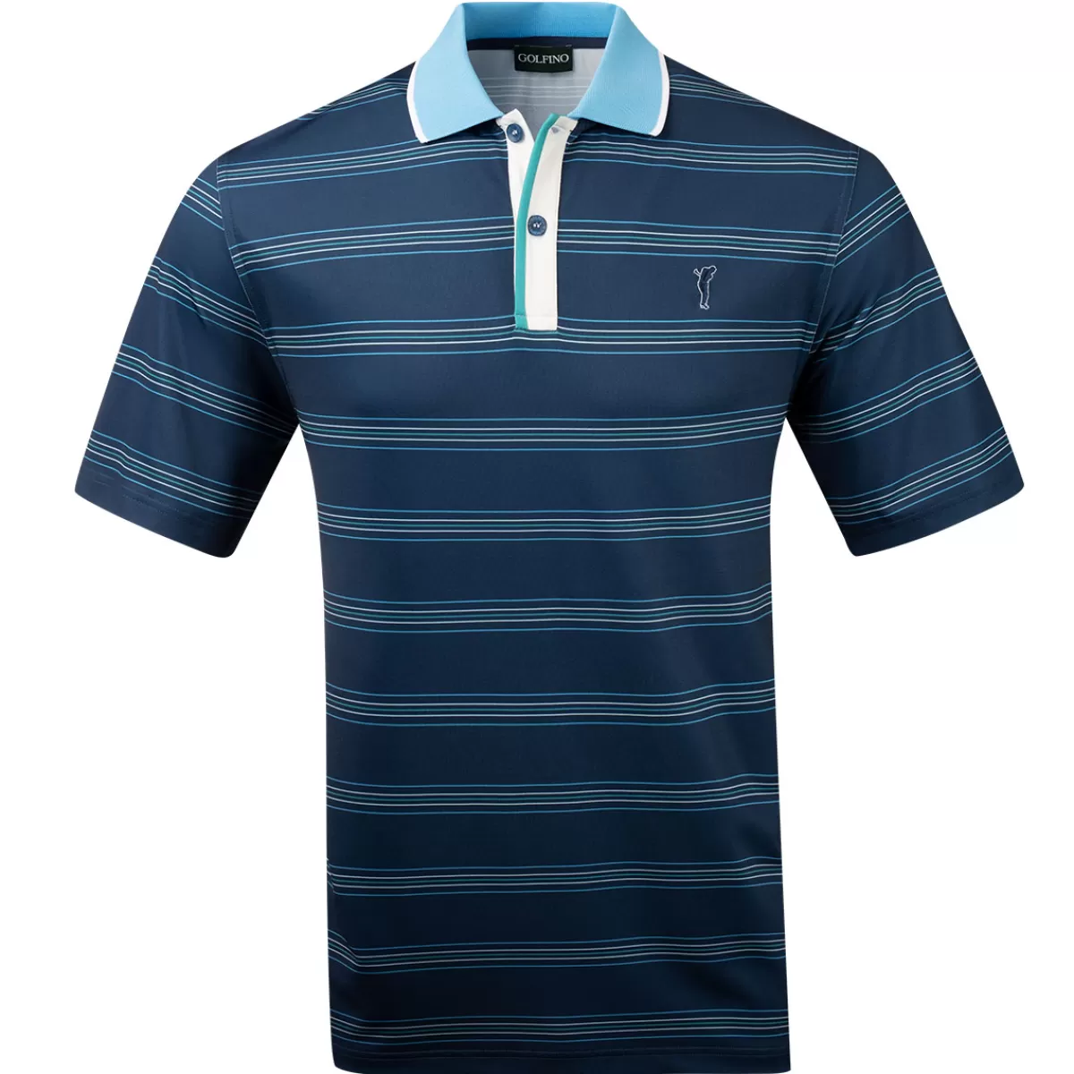 Best Sale GOLFINO Men's Multi-Stripe Breathable Golf Polo Shirt
