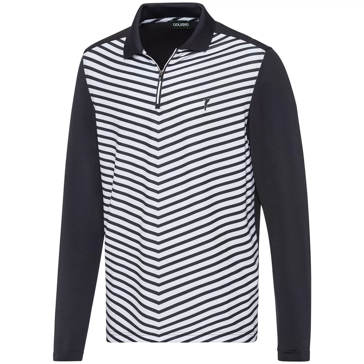 Cheap GOLFINO Men's Striped Long Sleeve Golf Polo Shirt Navy Blue