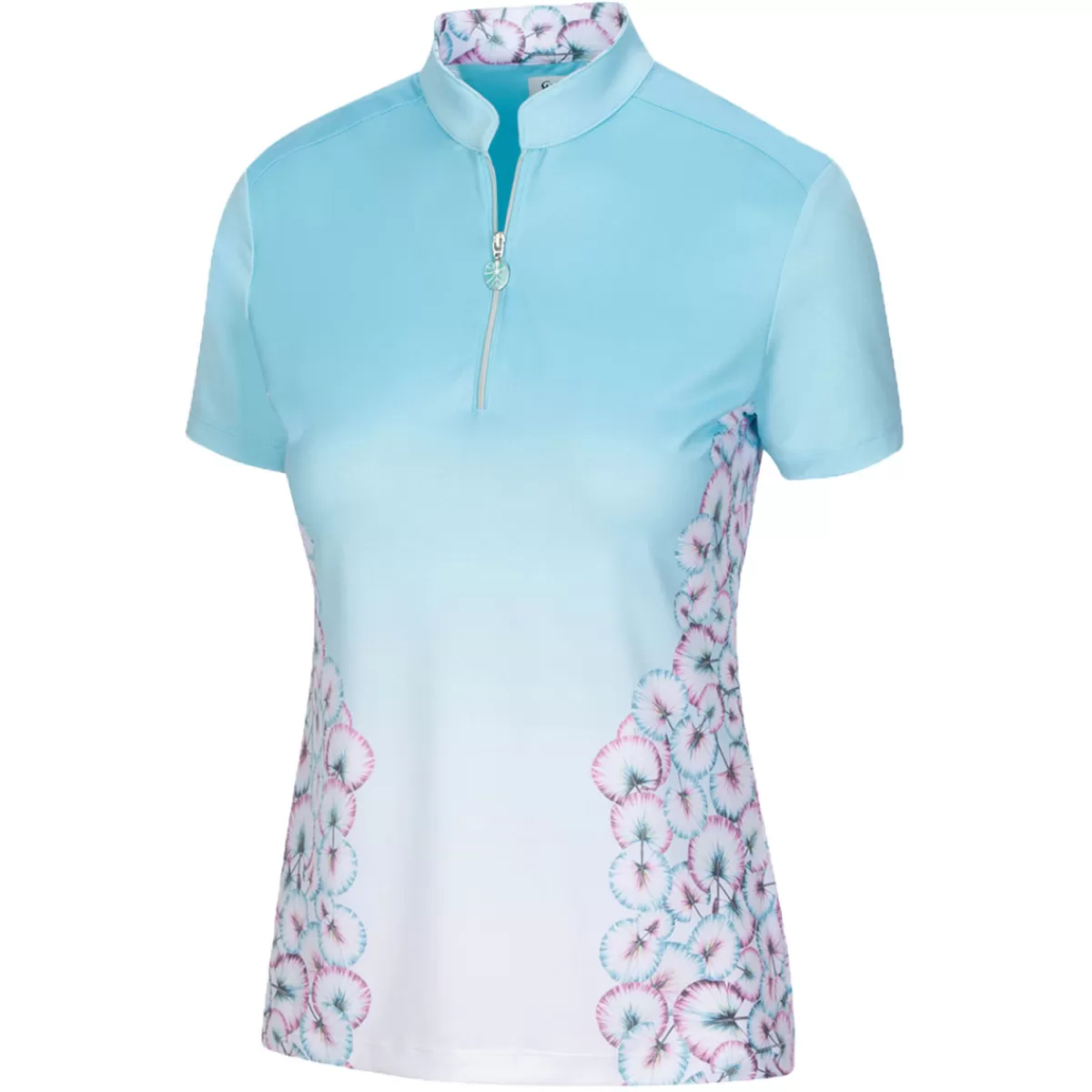 Online Greg Norman Ladies Bloom Zip Golf Polo Shirt Aqua