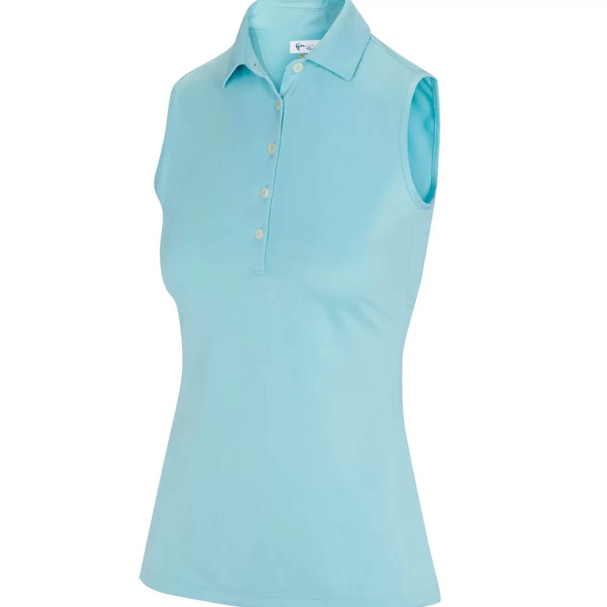 Best Sale Greg Norman Ladies Freedom Pique Sleeveless Golf Polo Shirt