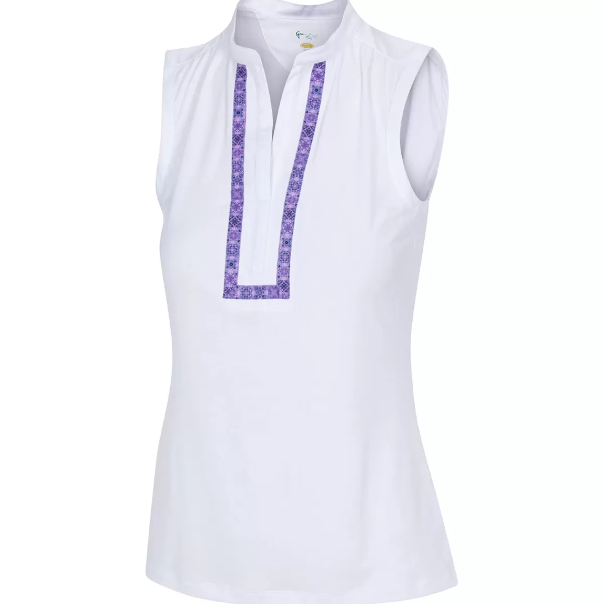 Store Greg Norman Ladies Mira Sleeveless Golf Polo Shirt White