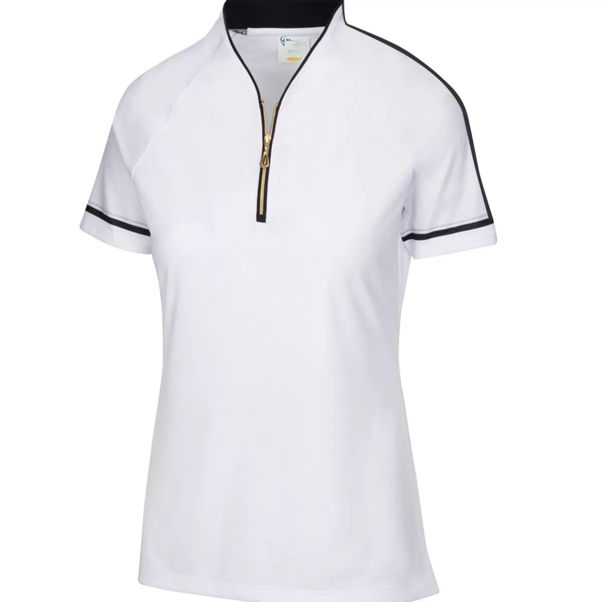 Best Sale Greg Norman Ladies Ml75 Journey Zip Golf Polo Shirt White