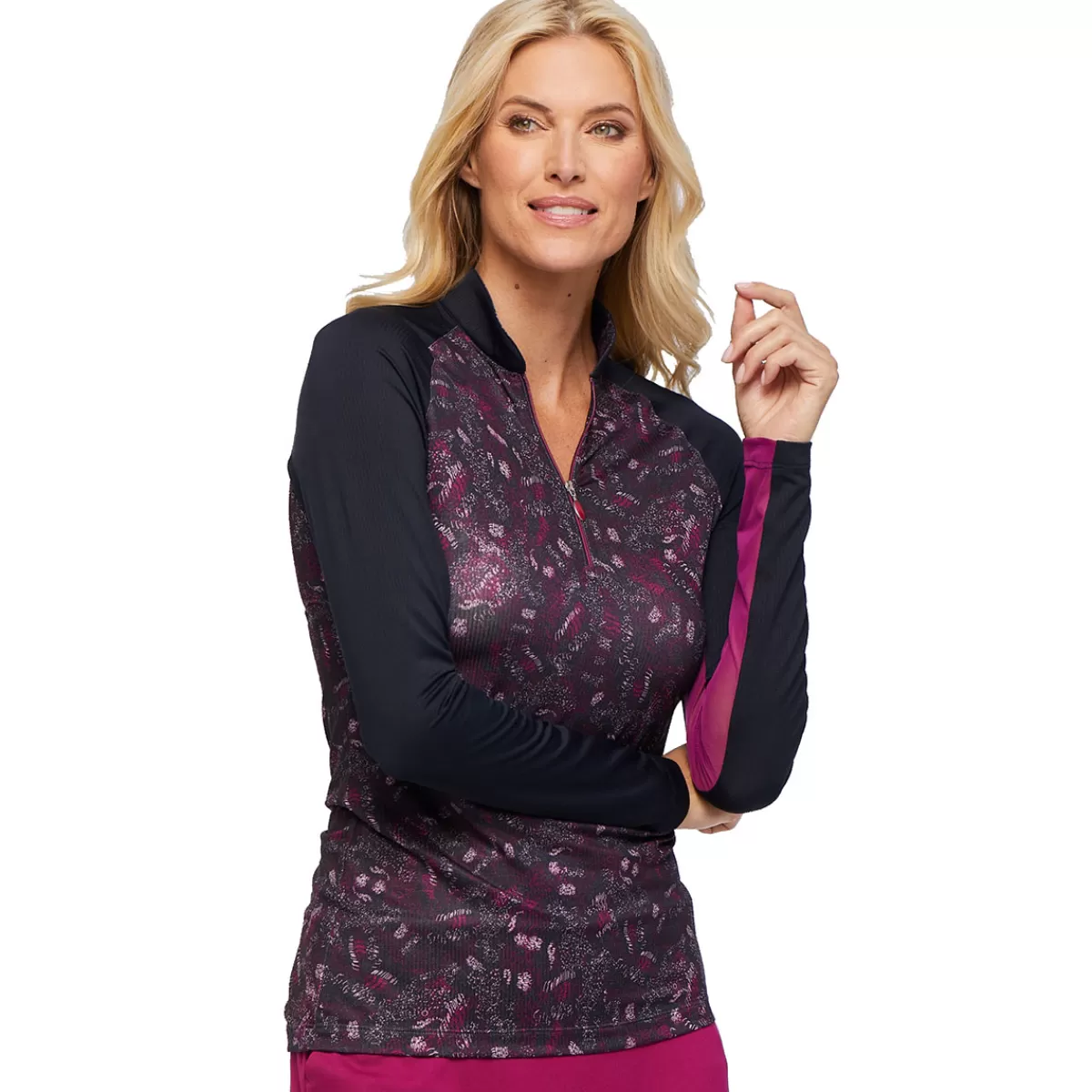 Store Greg Norman Ladies Monet Print Half Zip Golf Midlayer
