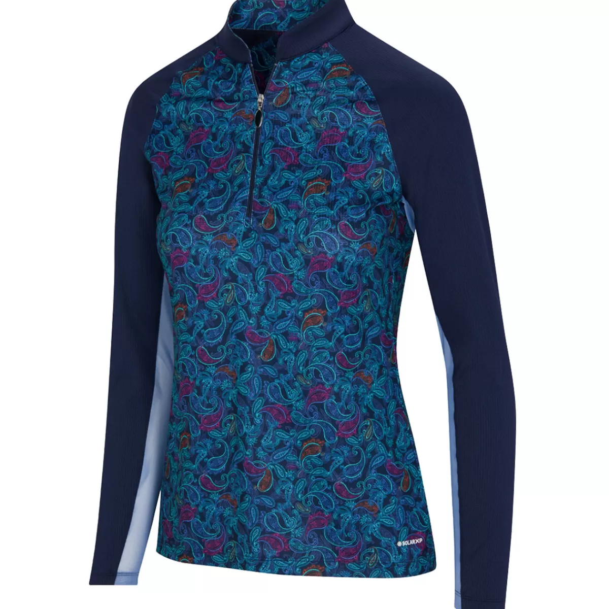 Clearance Greg Norman Ladies Paisley Golf Mid Layer Navy Blue