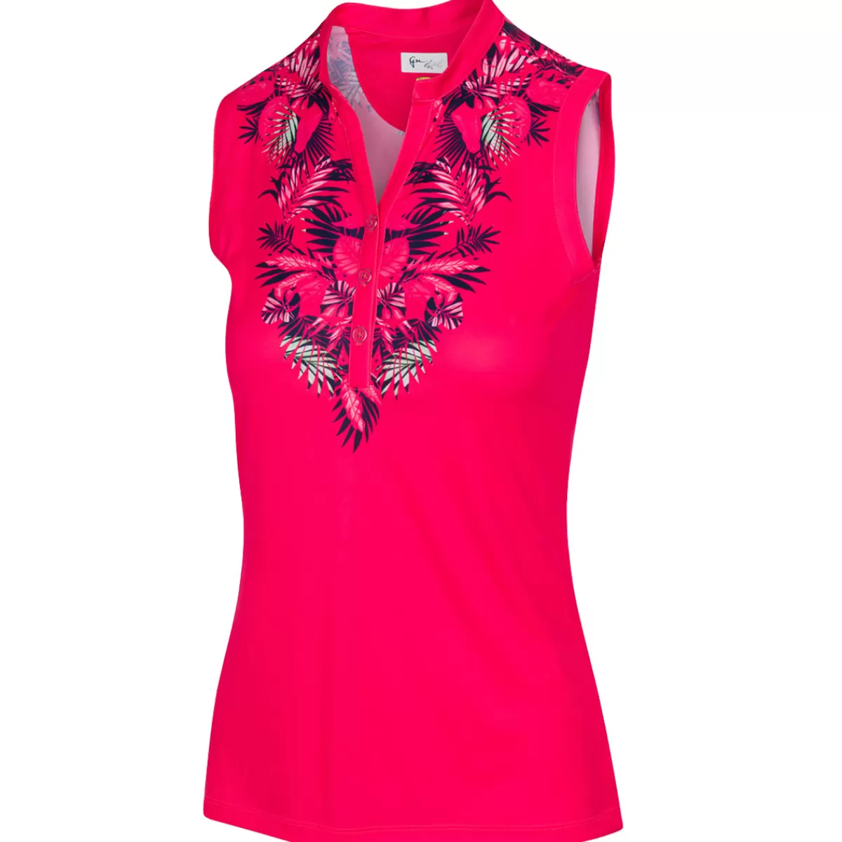 Sale Greg Norman Ladies Paradise Sleeveless Golf Polo Shirt Strawberry